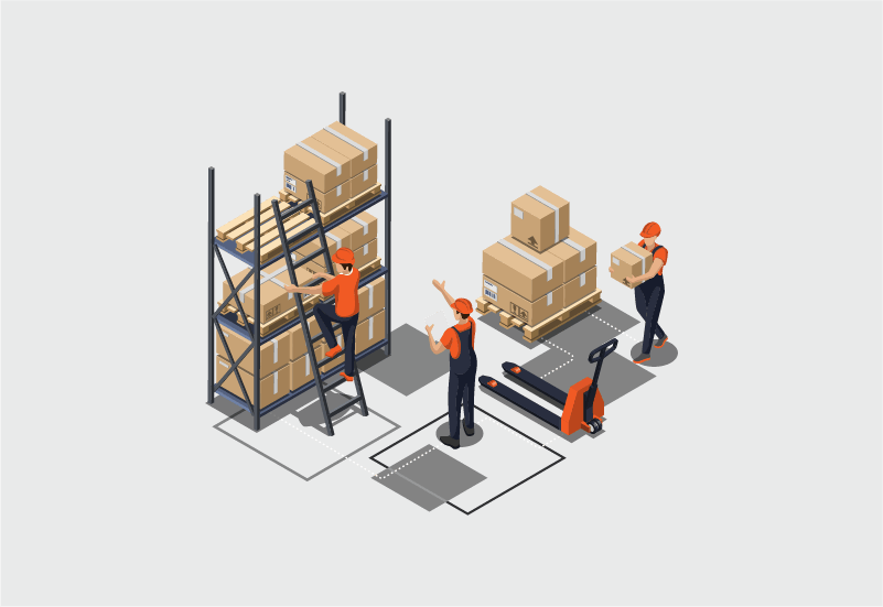 Ware Servies-8 a group of people working in a warehouse wth pallet racking