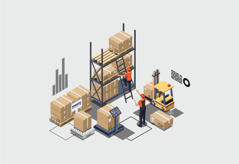 Warehouse Packaging-8 a group of people working in a warehouse with pallet racking